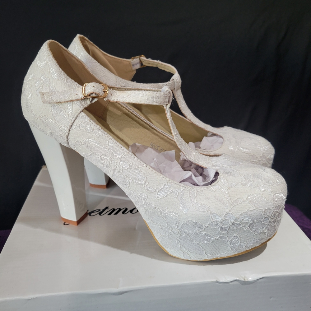 Getmorebeauty White Lace Wedding Women Shoes